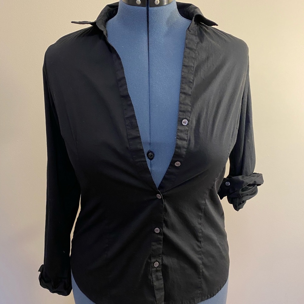 H&M Black Button Down Top